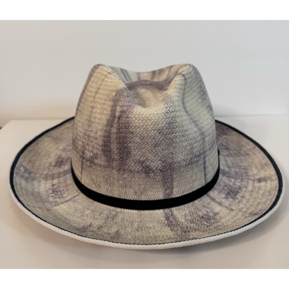 Bailey of Hollywood Parson Panama Fedora Indigo Tie Dye Straw Hat XL Boho